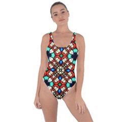 Stained Glass Pattern Texture Face Bring Sexy Back Swimsuit by Pakrebo