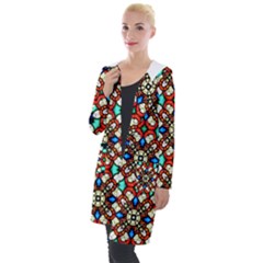 Stained Glass Pattern Texture Face Hooded Pocket Cardigan