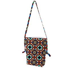 Stained Glass Pattern Texture Face Folding Shoulder Bag by Pakrebo