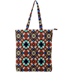 Stained Glass Pattern Texture Face Double Zip Up Tote Bag