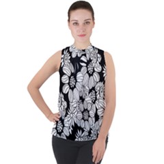 Mandala Calming Coloring Page Mock Neck Chiffon Sleeveless Top