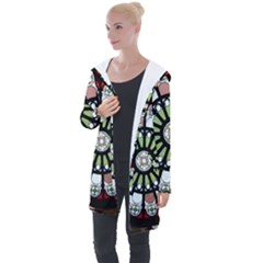 Color Light Glass Longline Hooded Cardigan