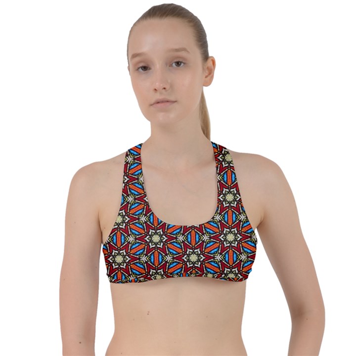 Pattern Stained Glass Church Criss Cross Racerback Sports Bra