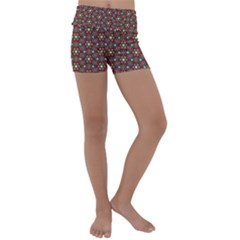 Pattern Stained Glass Church Kids  Lightweight Velour Yoga Shorts