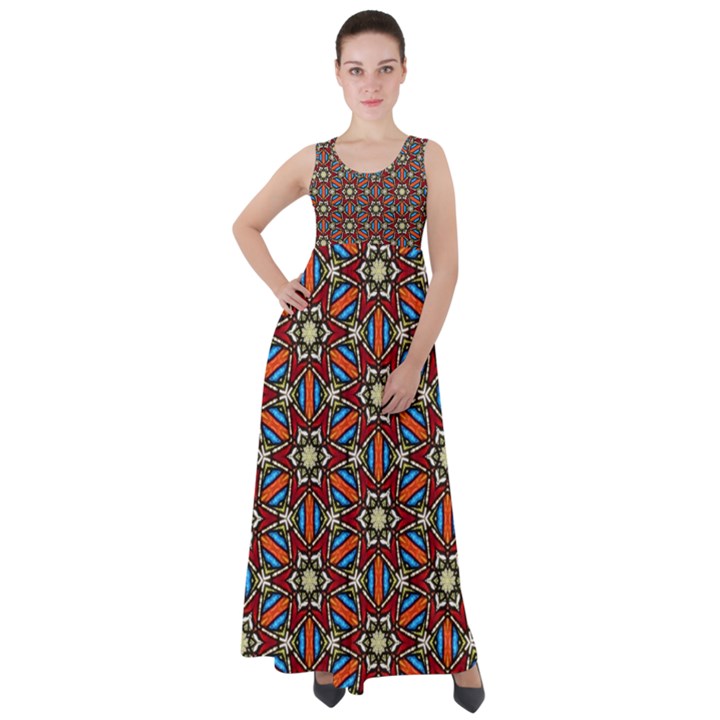 Pattern Stained Glass Church Empire Waist Velour Maxi Dress