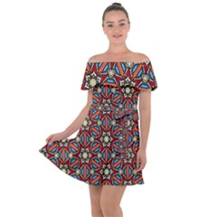 Pattern Stained Glass Church Off Shoulder Velour Dress