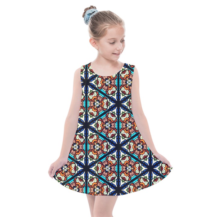 Church Window Stained Glass Texture Kids  Summer Dress