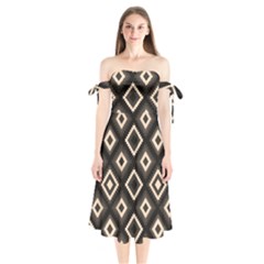 Native American Pattern Shoulder Tie Bardot Midi Dress by Valentinaart