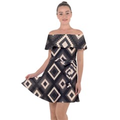 Native American Pattern Off Shoulder Velour Dress