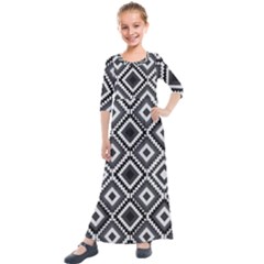 Native American Pattern Kids  Quarter Sleeve Maxi Dress by Valentinaart