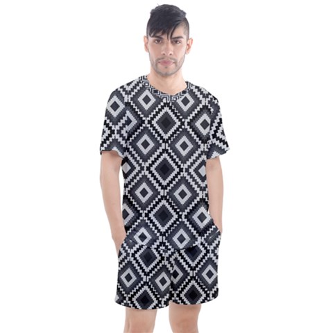 Native American Pattern Men s Mesh Tee And Shorts Set by Valentinaart