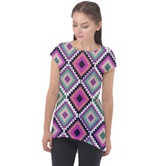 Native American Pattern Cap Sleeve High Low Top by Valentinaart