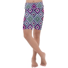 Native American Pattern Kids  Lightweight Velour Cropped Yoga Leggings