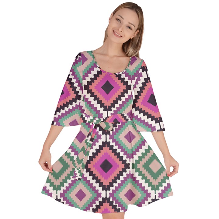 Native American Pattern Velour Kimono Dress