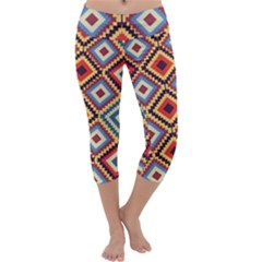 Native American Pattern Capri Yoga Leggings by Valentinaart