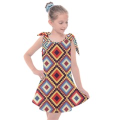 Native American Pattern Kids  Tie Up Tunic Dress by Valentinaart