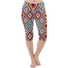 Native American Pattern Lightweight Velour Cropped Yoga Leggings by Valentinaart