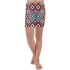 Native American Pattern Kids  Lightweight Velour Capri Yoga Leggings