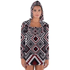 Native American Pattern Long Sleeve Hooded T-shirt by Valentinaart