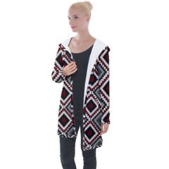 Native American Pattern Longline Hooded Cardigan