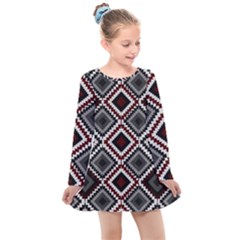 Native American Pattern Kids  Long Sleeve Dress by Valentinaart