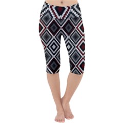 Native American Pattern Lightweight Velour Cropped Yoga Leggings by Valentinaart