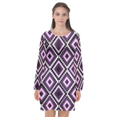 Native American Pattern Long Sleeve Chiffon Shift Dress  by Valentinaart