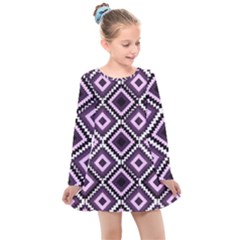 Native American Pattern Kids  Long Sleeve Dress by Valentinaart