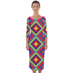 Native American Pattern Quarter Sleeve Midi Bodycon Dress by Valentinaart