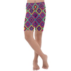 Native American Pattern Kids  Lightweight Velour Cropped Yoga Leggings