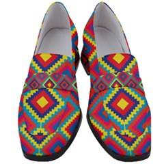 Native American Pattern Women s Chunky Heel Loafers