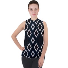 Native American Pattern Mock Neck Chiffon Sleeveless Top