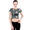 Stained Glass Pattern Church Window Crew Neck Crop Top View1