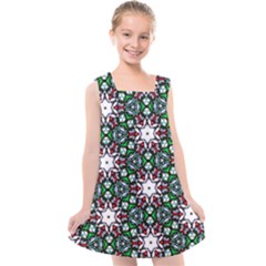 Stained Glass Pattern Church Window Kids  Cross Back Dress by Pakrebo