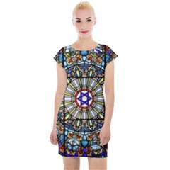 Vitrage Stained Glass Church Window Cap Sleeve Bodycon Dress