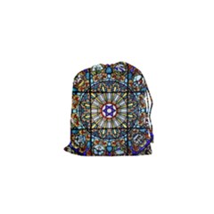 Vitrage Stained Glass Church Window Drawstring Pouch (xs) by Pakrebo