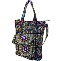 Vitrage Stained Glass Church Window Shoulder Tote Bag by Pakrebo