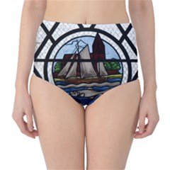 Window Image Stained Glass Classic High-waist Bikini Bottoms by Pakrebo