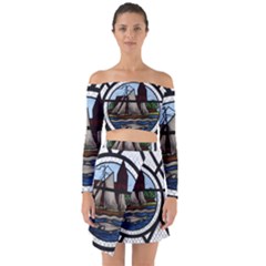 Window Image Stained Glass Off Shoulder Top With Skirt Set by Pakrebo