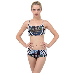 Window Image Stained Glass Layered Top Bikini Set by Pakrebo