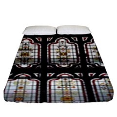 Stained Glass Window Repeat Fitted Sheet (king Size) by Pakrebo