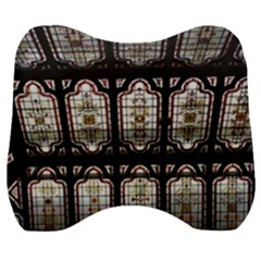 Stained Glass Window Repeat Velour Head Support Cushion by Pakrebo