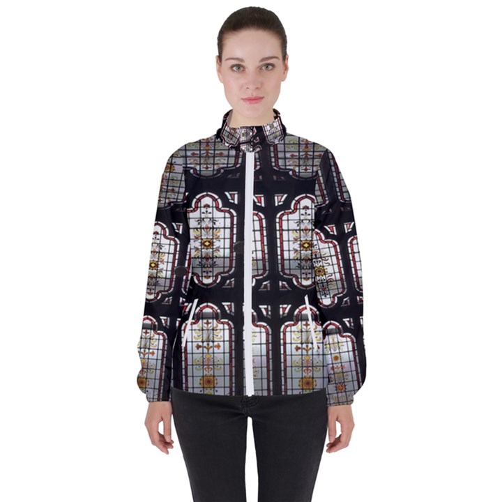 Stained Glass Window Repeat High Neck Windbreaker (Women)