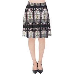 Window Image Stained Glass Velvet High Waist Skirt by Pakrebo