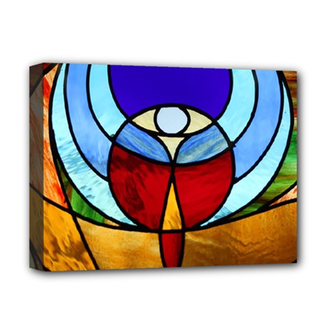 Church Window Glass Tiffany Deluxe Canvas 16  X 12  (stretched)  by Pakrebo