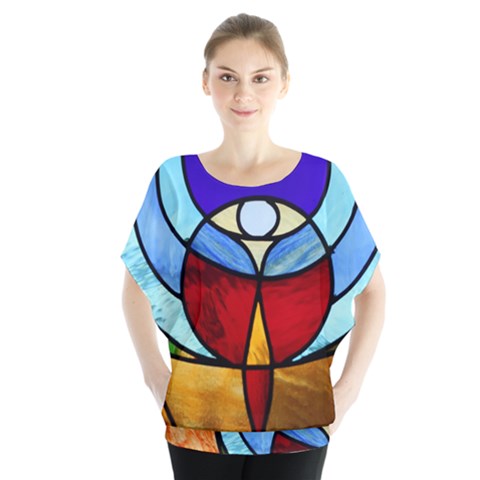 Church Window Glass Tiffany Batwing Chiffon Blouse by Pakrebo