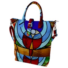 Church Window Glass Tiffany Buckle Top Tote Bag