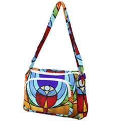 Church Window Glass Tiffany Front Pocket Crossbody Bag by Pakrebo