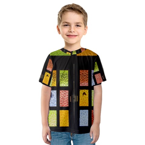 Window Stained Glass Glass Colors Kids  Sport Mesh Tee by Pakrebo