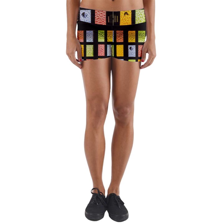 Window Stained Glass Glass Colors Yoga Shorts